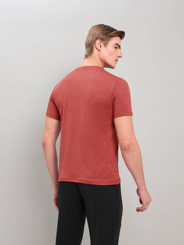 OR40 Men's Melange Crew Neck Slim Fit Half Sleeve T-shirt | marsala