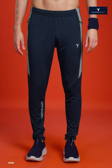 OR590 Men Solid Slim Fit Trackpants with ELASTO PLUS |Navy blue