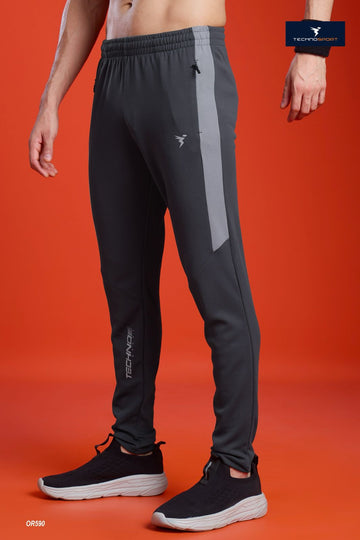 OR590 Men Solid Slim Fit Trackpants with ELASTO PLUS | Wooland Grey