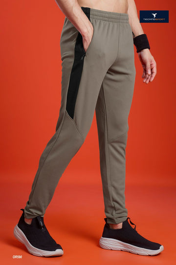 OR590 Men Solid Slim Fit Trackpants with ELASTO PLUS | SMOKEY OLIVE