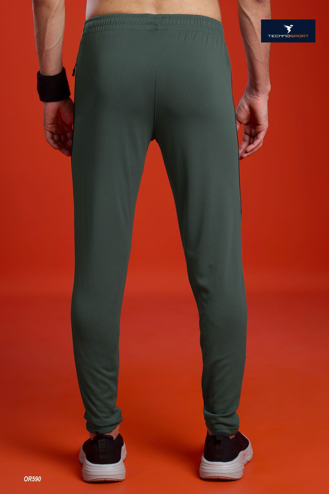 OR590 Men Solid Slim Fit Trackpants with ELASTO PLUS | TREKKING GREEN