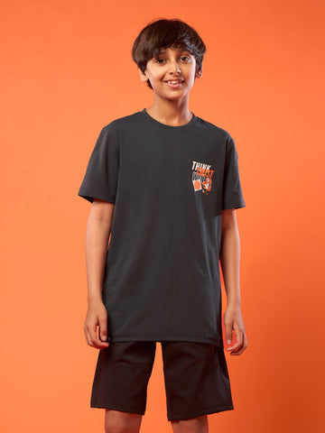 BR163 Boys Printed Slim Fit Round Neck Sports T-shirt with COTFLEX