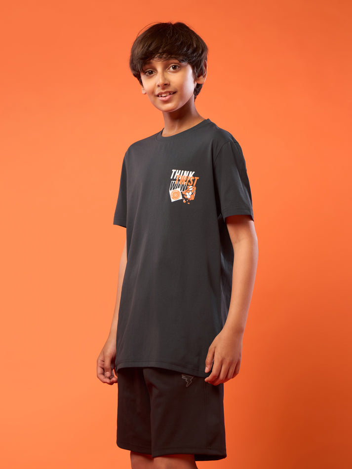 BR163 Boys Printed Slim Fit Round Neck Sports T-shirt with COTFLEX
