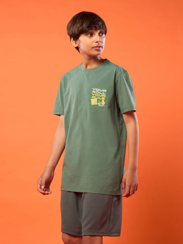 BR163 Boys Printed Slim Fit Round Neck Sports T-shirt with COTFLEX | MYRTLE