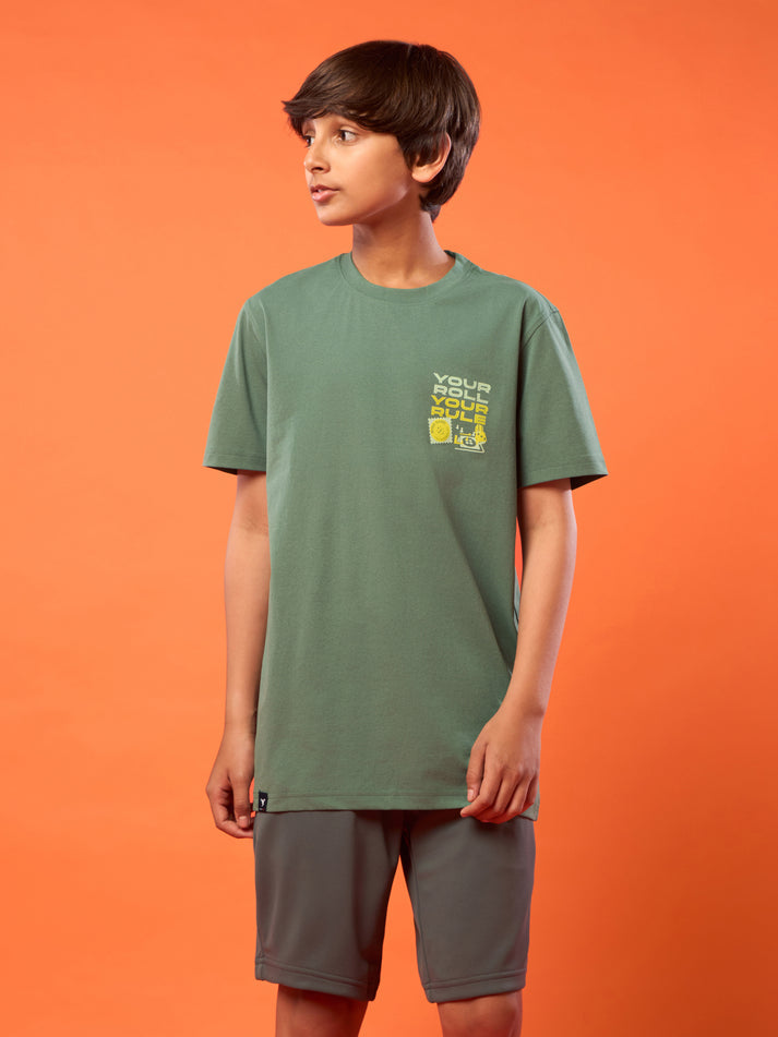BR163 Boys Printed Slim Fit Round Neck Sports T-shirt with COTFLEX | MYRTLE