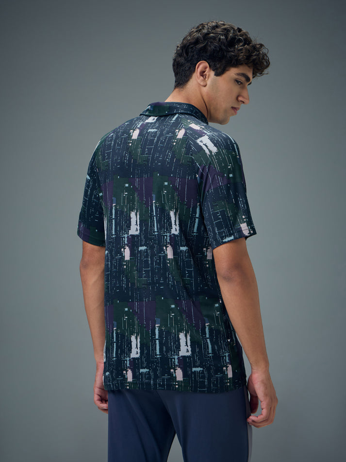 OR821 Men Printed Slim Fit Polo T-shirt with TECHNOCOOL+ | Blue amorphous