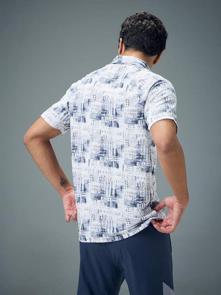 OR821 Men Printed Slim Fit Polo T-shirt with TECHNOCOOL+ | Shapecraft