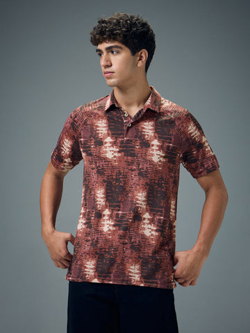 OR821 Men Printed Slim Fit Polo T-shirt with TECHNOCOOL+ |HORIZONTAL RIFT