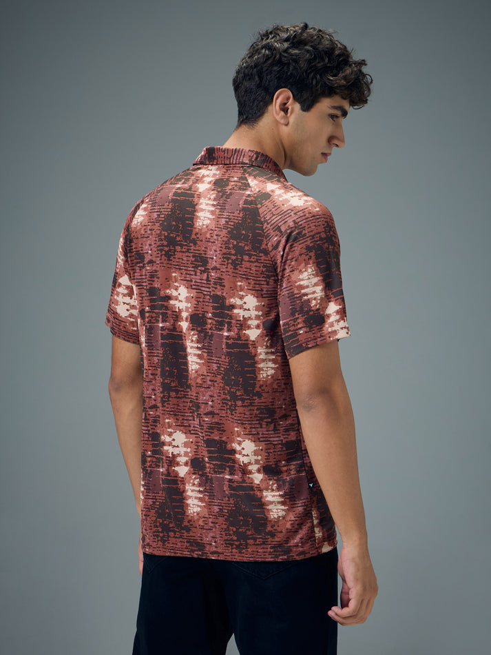 OR821 Men Printed Slim Fit Polo T-shirt with TECHNOCOOL+ |HORIZONTAL RIFT
