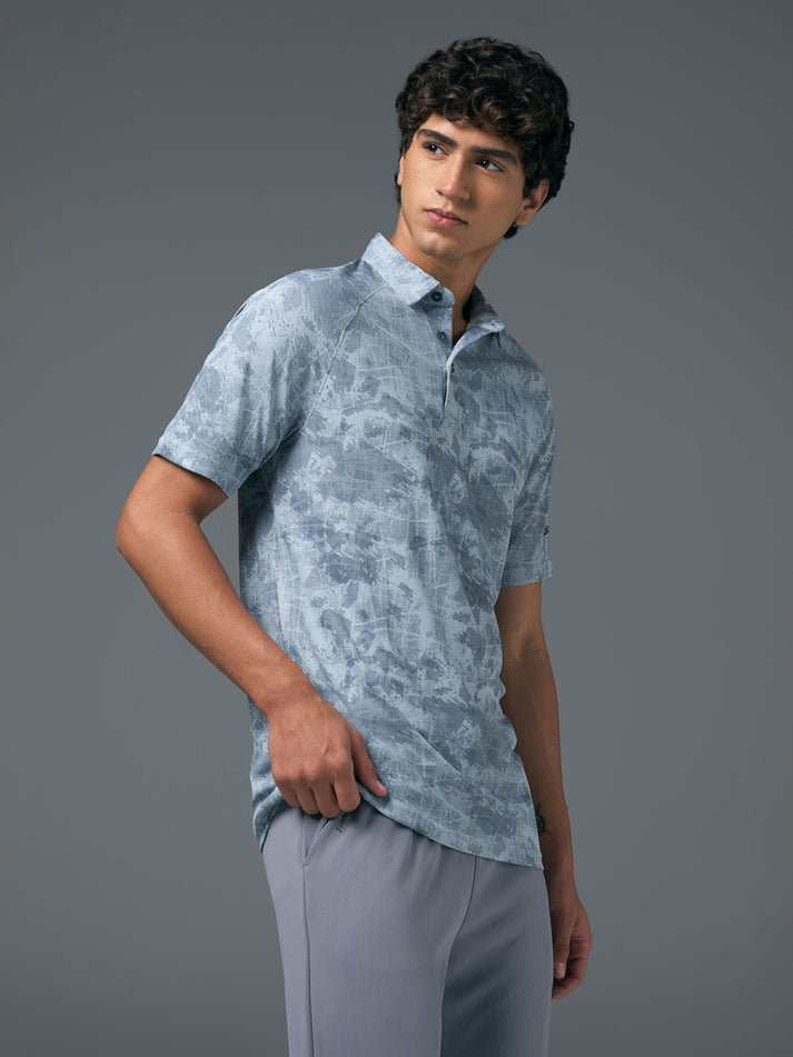 OR821 Men Printed Slim Fit Polo T-shirt with TECHNOCOOL+ | SKY TRACE