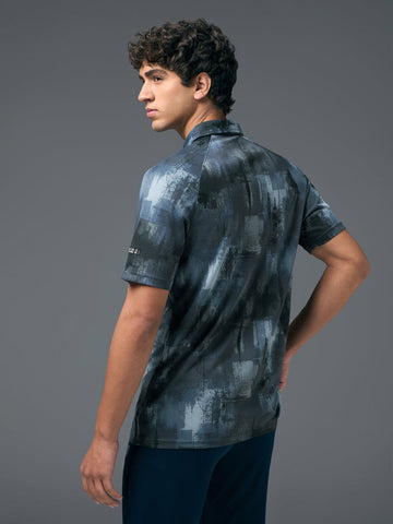 OR821 Men Printed Slim Fit Polo T-shirt with TECHNOCOOL+ | Navy hush
