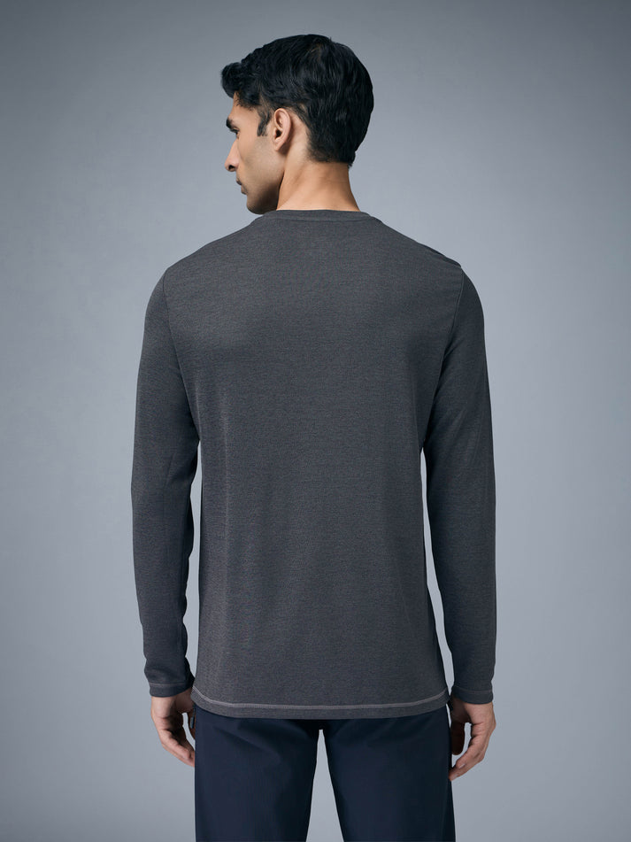 OR47 Men Melange Slim Fit Crew Neck T-shirt with DOUBLE COOL | WOODLAND GREY