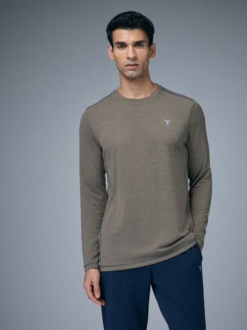 OR47 Men Melange Slim Fit Crew Neck T-shirt with DOUBLE COOL | SMOKEY OLIVE