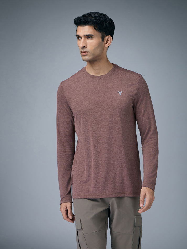 OR47 Men Melange Slim Fit Crew Neck T-shirt with DOUBLE COOL | OX BLOODED RED