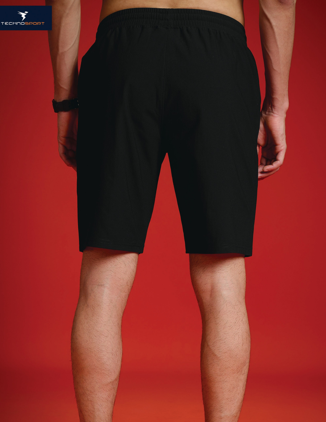 OR206 MEN SOLID STRETCH SHORTS WITH DURACOOL+ | BLACK PREMIUM