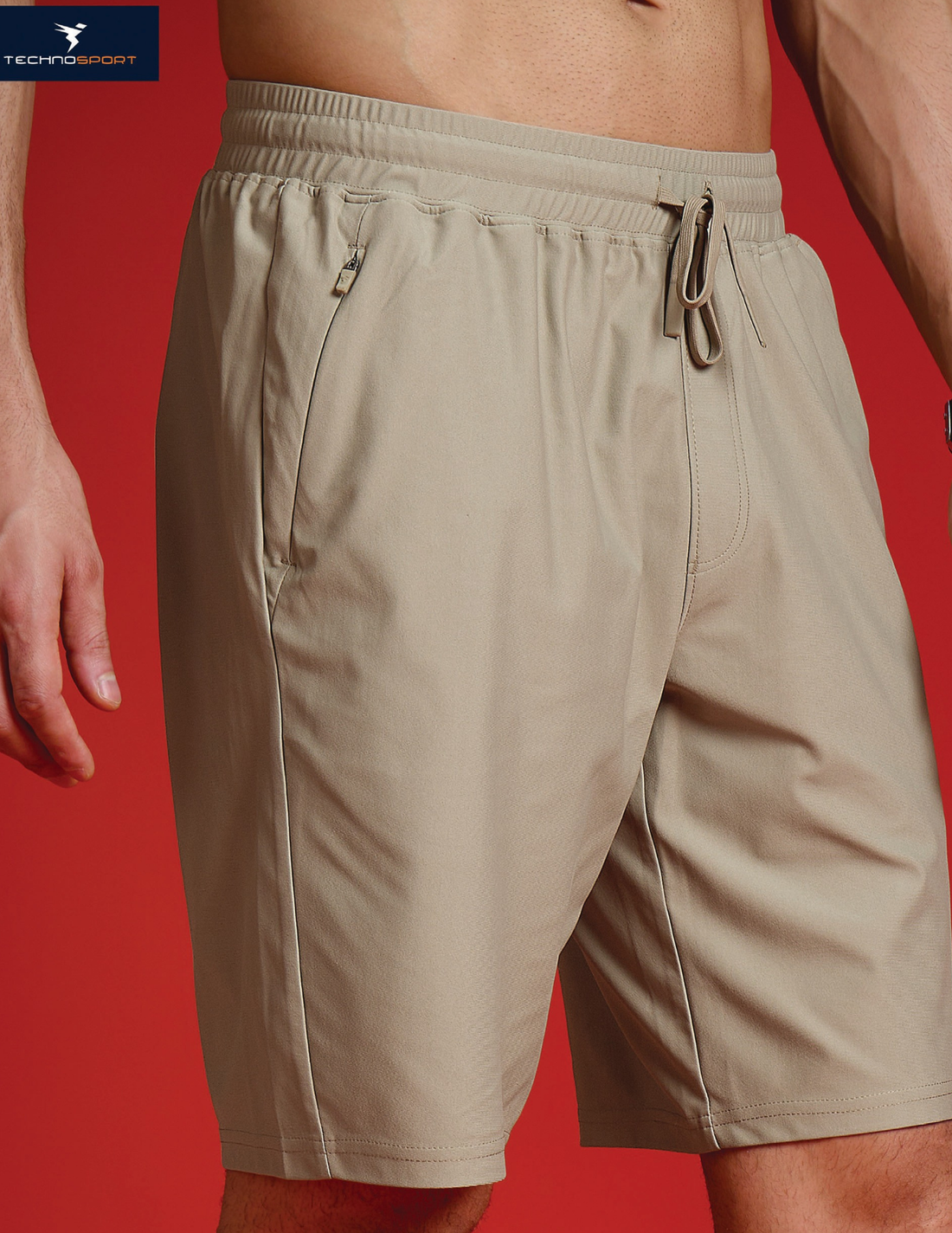 OR206 MEN SOLID STRETCH SHORTS WITH DURACOOL+ | KHAKI PREMIUM