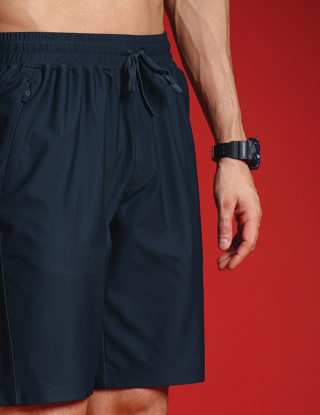OR206 MEN SOLID STRETCH SHORTS WITH DURACOOL+ | NAVY PREMIUM