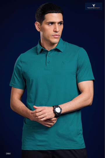 OR81 Mens 4-way stretch polo slimfit tshirt | TEAL B