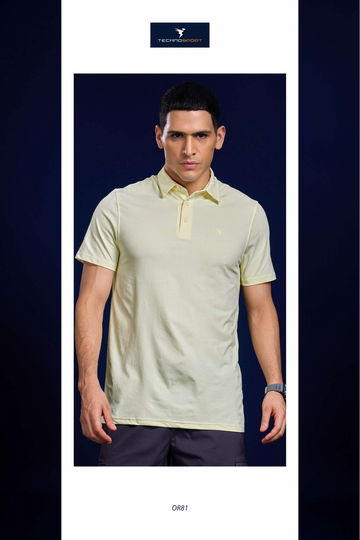 OR81 Mens 4-way stretch polo slimfit tshirt | YELLOW