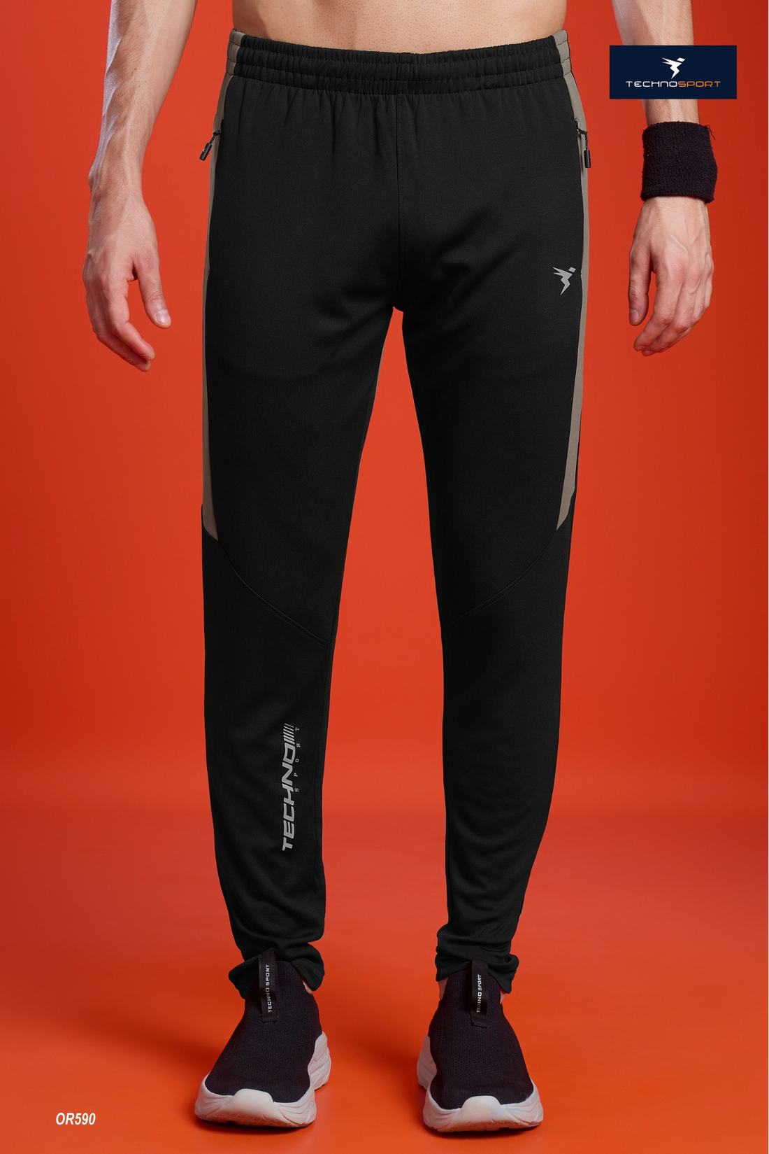 OR590 Men Solid Slim Fit Trackpants with ELASTO PLUS | BLACK OLIVE