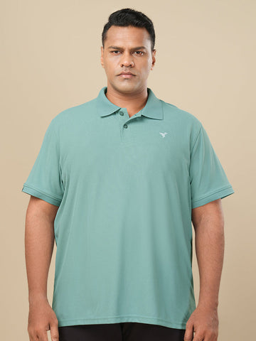 OR11 Men's Solid Polo Slim Fit Half Sleeve T-Shirt Plus size | LAKE GREEN