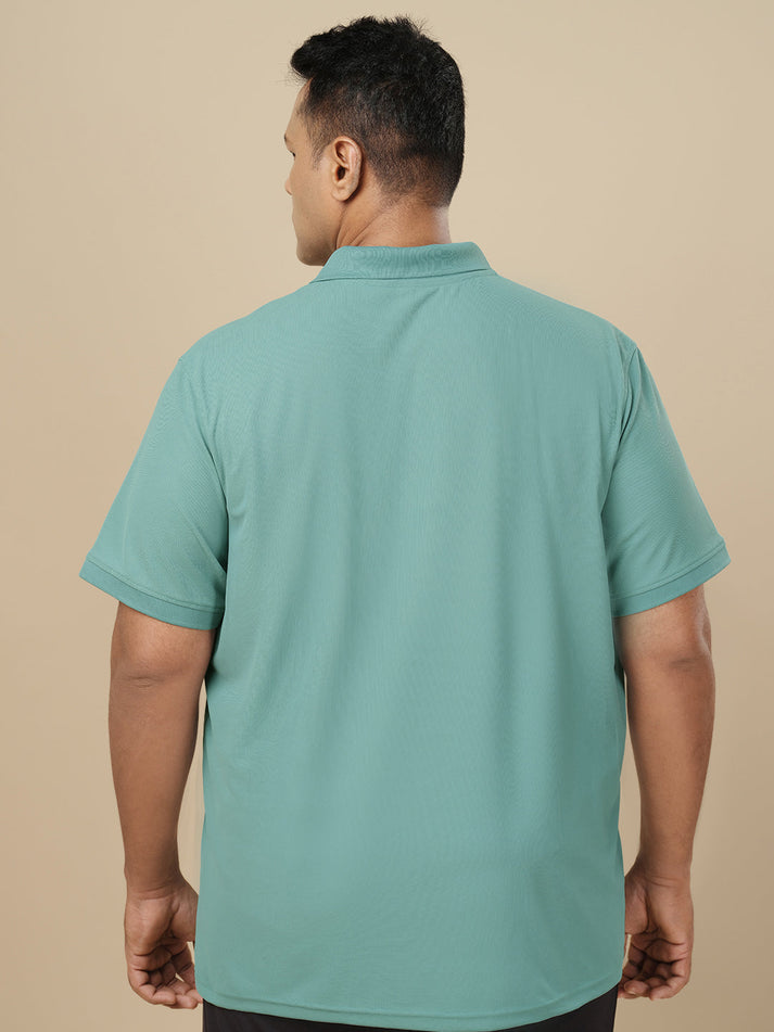 OR11 Men's Solid Polo Slim Fit Half Sleeve T-Shirt Plus size | LAKE GREEN
