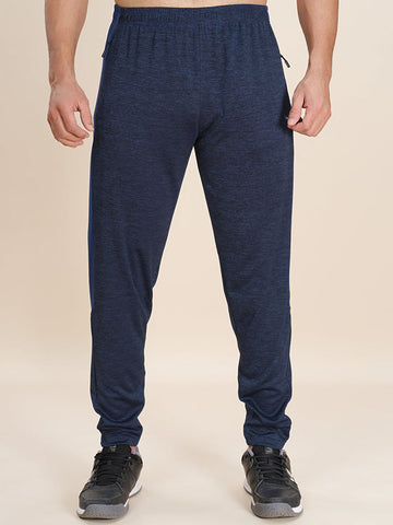 OR19 Men Melange Slim Fit Trackpants with TECHNODRY | NAVY