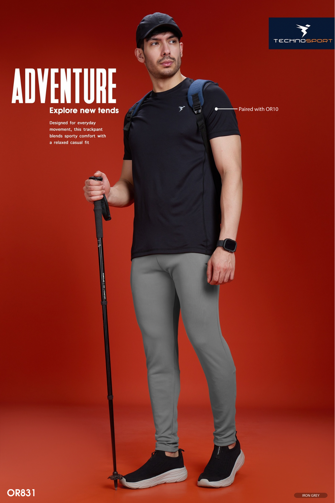 OR831 MEN SOLID 2-WAY STRETCH SLIMFIT TRACKPANT | IRON GREY
