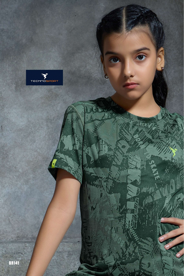 BR141 Boys Melange Crew Neck Slimfit Half sleeve T-shirts | MYRTLE