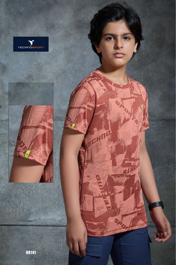 BR141 Boys Melange Crew Neck Slimfit Half sleeve T-shirts | CHILLI FLAKES