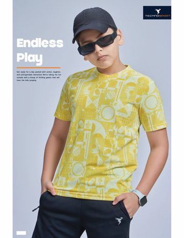 B211 Boys m Crew Neck Slimfit Half sleeve T-shirts | YELLOW