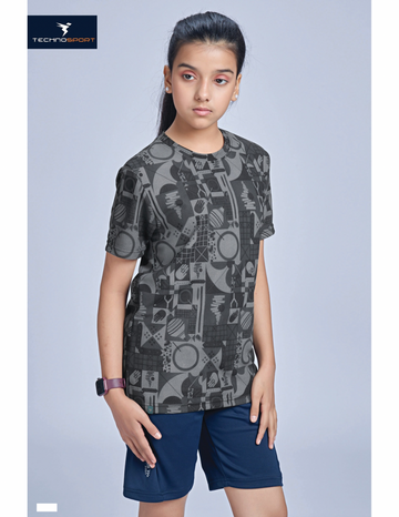 B211 Boys Crew Neck Slimfit Half sleeve T-shirts | WOOLAND GREY