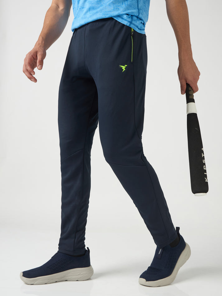 OR25 Men Solid Slim Fit Trackpants with TECHNO DRY | NAVY BLUE