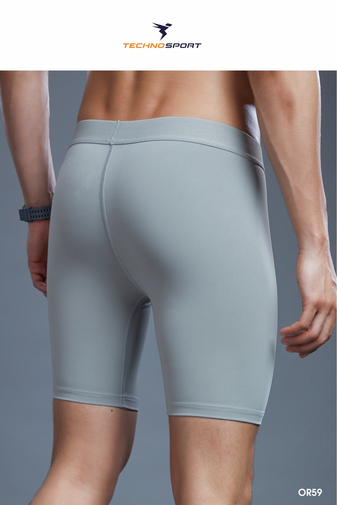 95ORD Men Solid Slim Fit Compression Tights with ELASTO LITE| Ash