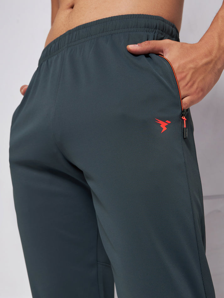 Men Solid Slim Fit Trackpants with TECHNO DRY | CARBON GREY