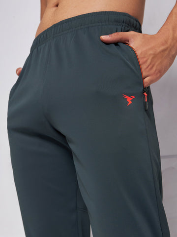 Men Solid Slim Fit Trackpants with TECHNO DRY | CARBON GREY