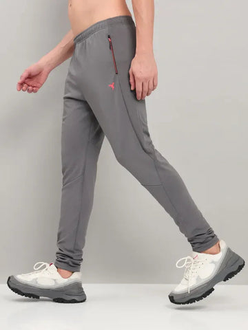 OR25 Men Solid Slim Fit Trackpants with TECHNO DRY | IRON Grey