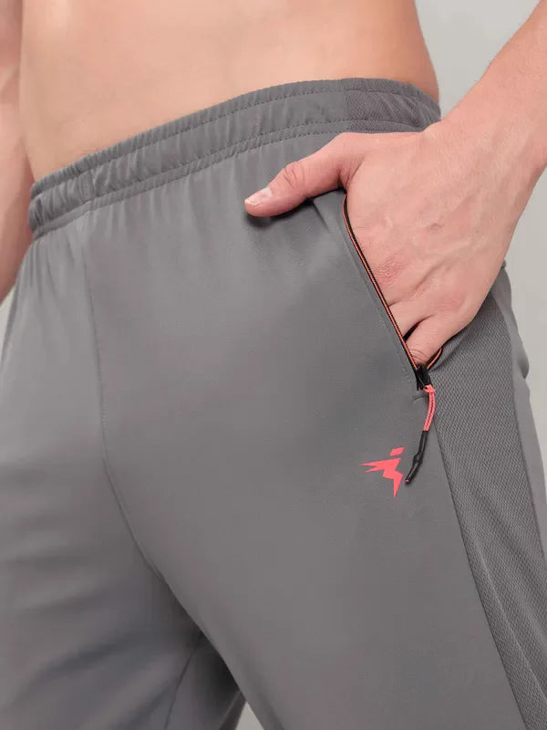 OR25 Men Solid Slim Fit Trackpants with TECHNO DRY | IRON Grey