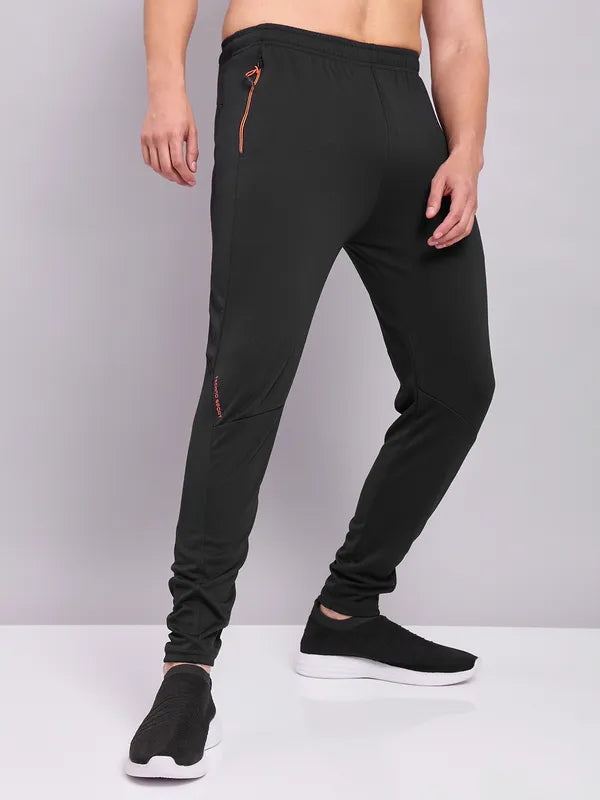 OR25 Men Solid Slim Fit Trackpants with TECHNO DRY | BLACK