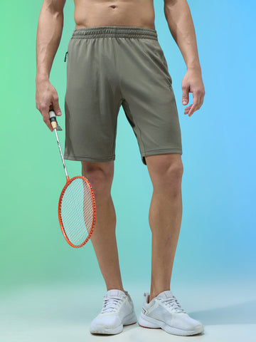 OR26 Men Solid Slim Fit Shorts with TECHNO DRY| SMOKEY OLIVE