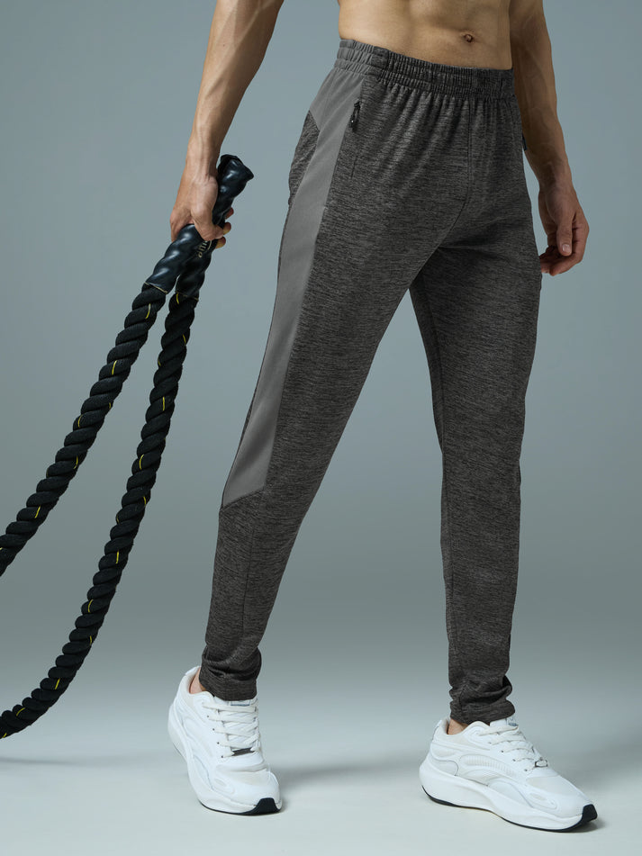 OR19 Men Melange Slim Fit Trackpants with TECHNO DRY | IRON GREY