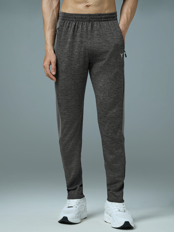 OR19 Men Melange Slim Fit Trackpants with TECHNO DRY | IRON GREY