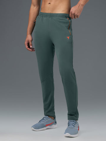 OR25 Men Solid Slim Fit Trackpants with TECHNO DRY | TREKKING GREEN