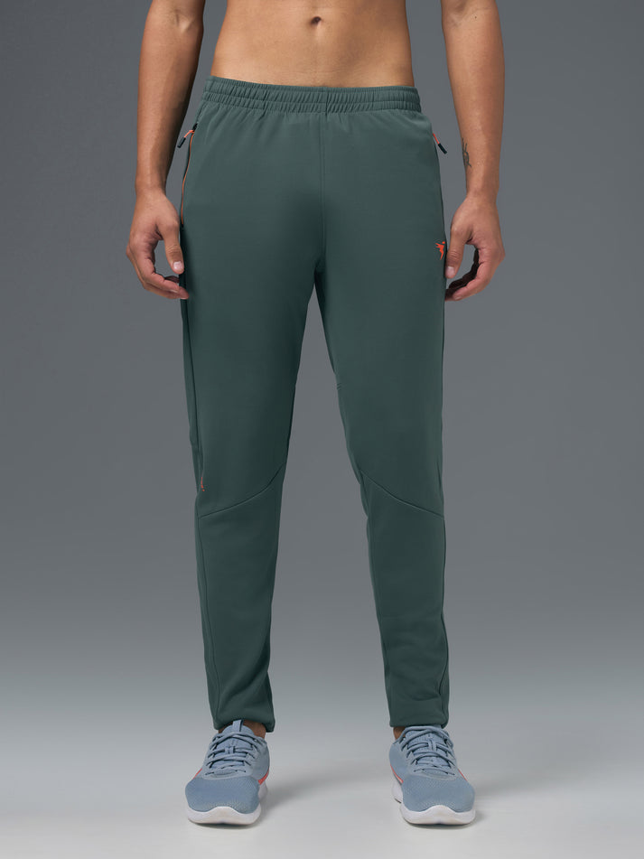 OR25 Men Solid Slim Fit Trackpants with TECHNO DRY | TREKKING GREEN