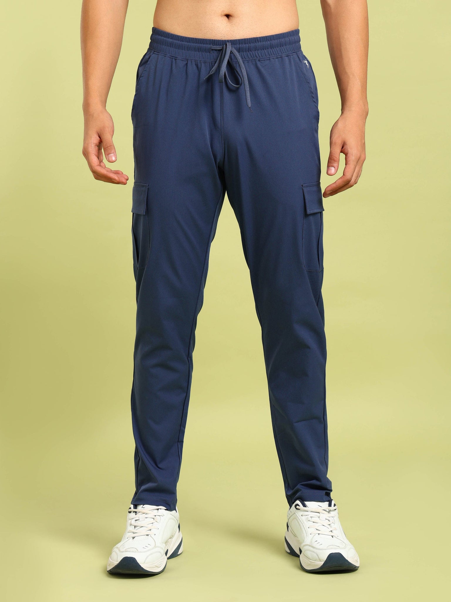 OR99 Men Solid Relax Fit Sports Cargo Trackpants| NAVY BLUE
