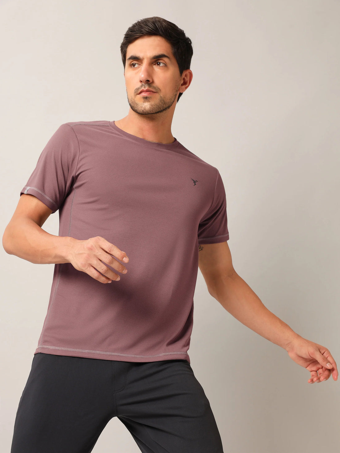 OR10 Men Solid Slim Fit Crew Neck T-shirt with TECHNO COOL+ | OX BLOOD RED