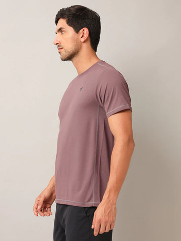 OR10 Men Solid Slim Fit Crew Neck T-shirt with TECHNO COOL+ | OX BLOOD RED