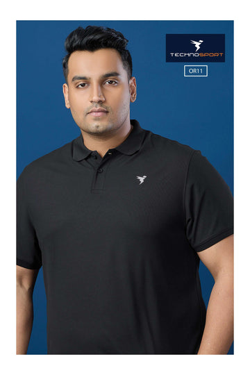 OR11 Men's Solid Polo Slim Fit Half Sleeve T-Shirt Plus size | Black