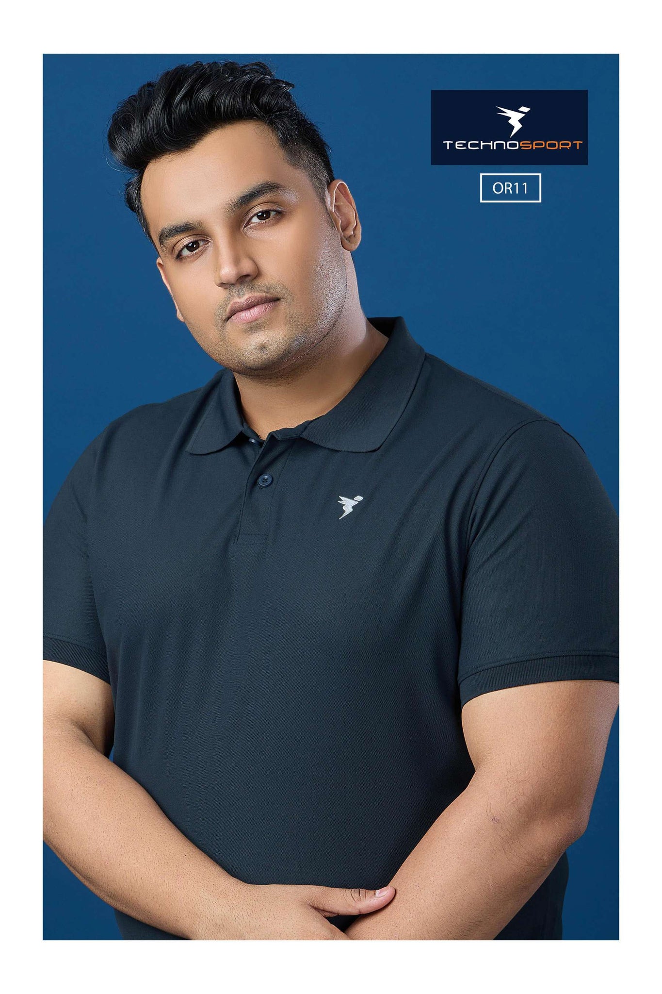 OR11 Men's Solid Polo Slim Fit Half Sleeve T-Shirt Plus size | Navy Blue