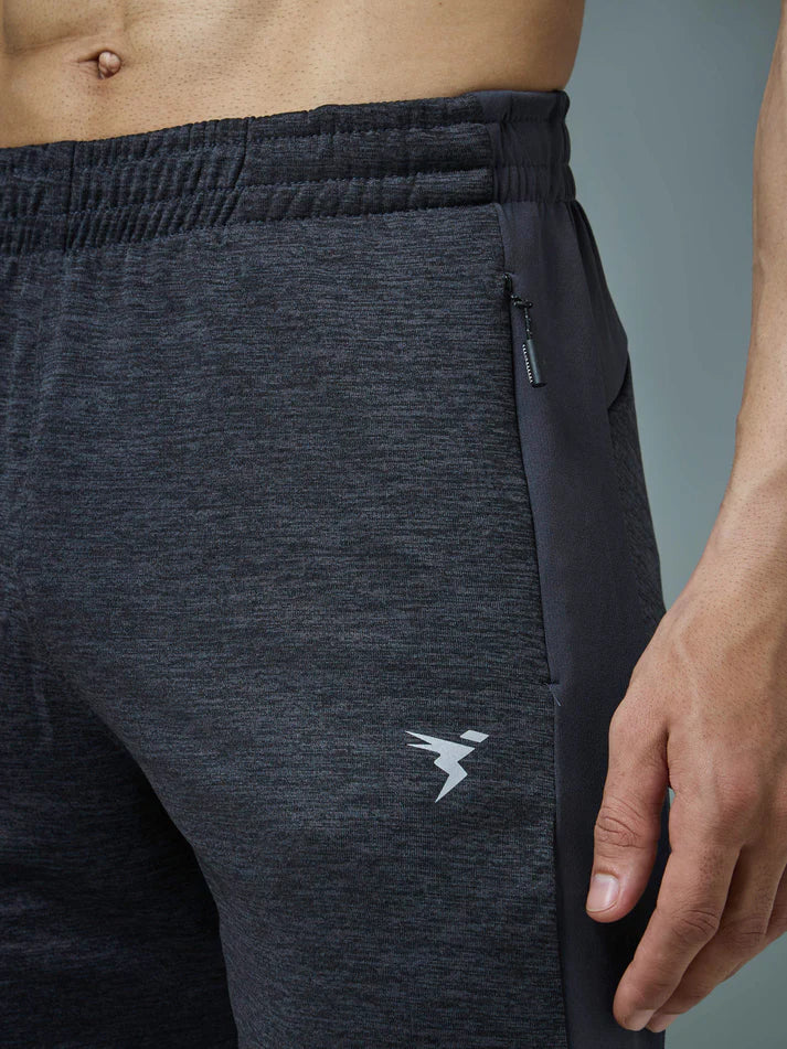 OR19 Men Melange Slim Fit Trackpants with TECHNO DRY | CARBON GREY MELANGE
